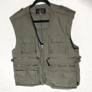 Vintage Borgeoiis Army Green Down Filled Utility Vest S